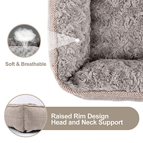 Furtime Durable Dog Bed For Large Medium Small Dogs Soft Washable Pet Bed Orthopedic Dog Sofa Bed Breathable Rectangle Sleeping Bed Anti-Slip Bottom(25'', Brown) #TOP4