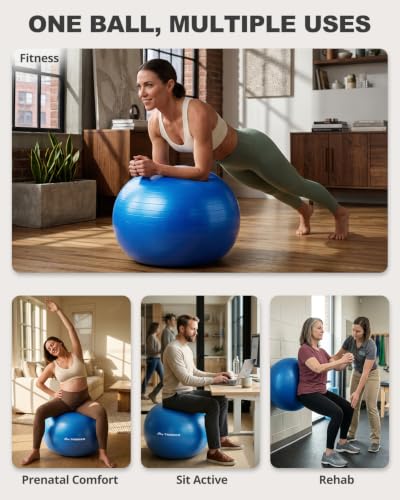 Image of Trideer Yoga Ball for Exercise, Pilates, Core & Balance Training, Stability Ball for Pregnancy & Birthing Prep, Physical Therapy, Daily Stretching, Office Chair for Active Sitting, Quick Pump Included