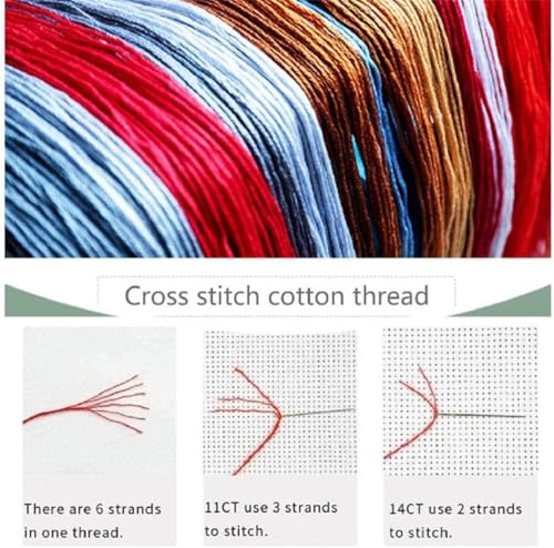Meecaa Kit de broderie au point de croix estampé, 14 CT, kit de broderie avec accessoires, pré-imprimé (17 x 22 cm (animal) – vue 3
