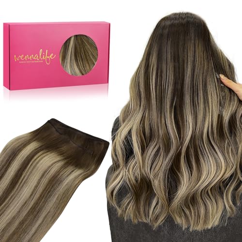WENNALIFE Sew in Hair Extensions Real Human Hair, Thick & Invisible Weft