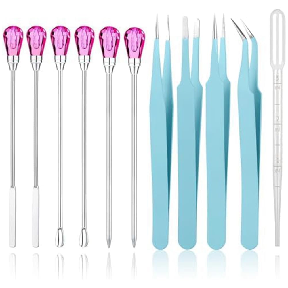 Littimoon 11 Pcs Resin Mold Tools Set Stirring Needle Spoon Tool Tweezers Kit