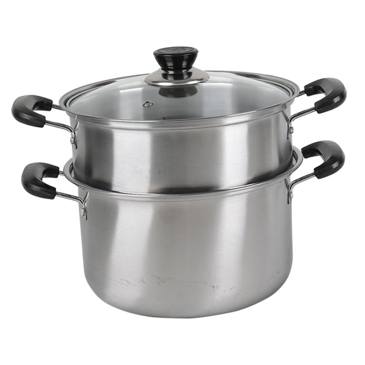 Edelstahl Suppentopf mit Dampfkorb, Silber, für Nudelgerichte | Sanftes Kochen, Vielseitig Einsetzbar im Küchenalltag, Robustes Edelstahl Design
