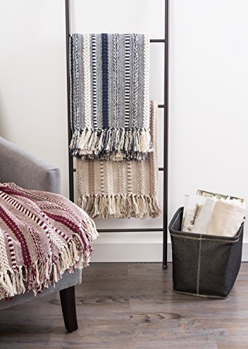 Dii Braided Striped Throw, 50X60, Navy #TOP4