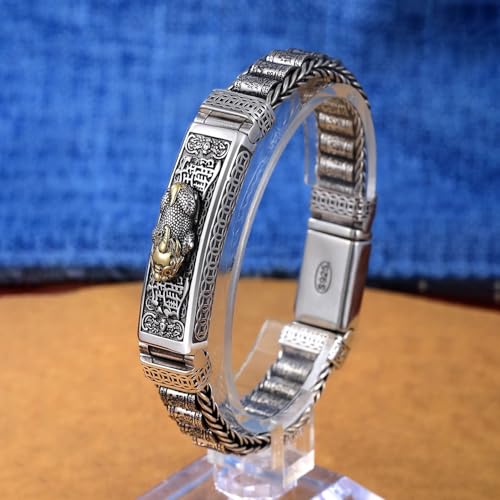 Pi Xiu Bracelet, Feng Shui Bracelet, Retro S925 Sterling Silver Lucky Bracelets, Pixiu Meditation Bracelets, Neo Chinese Style Wealth Money Amulet, Personalized Jewelry3