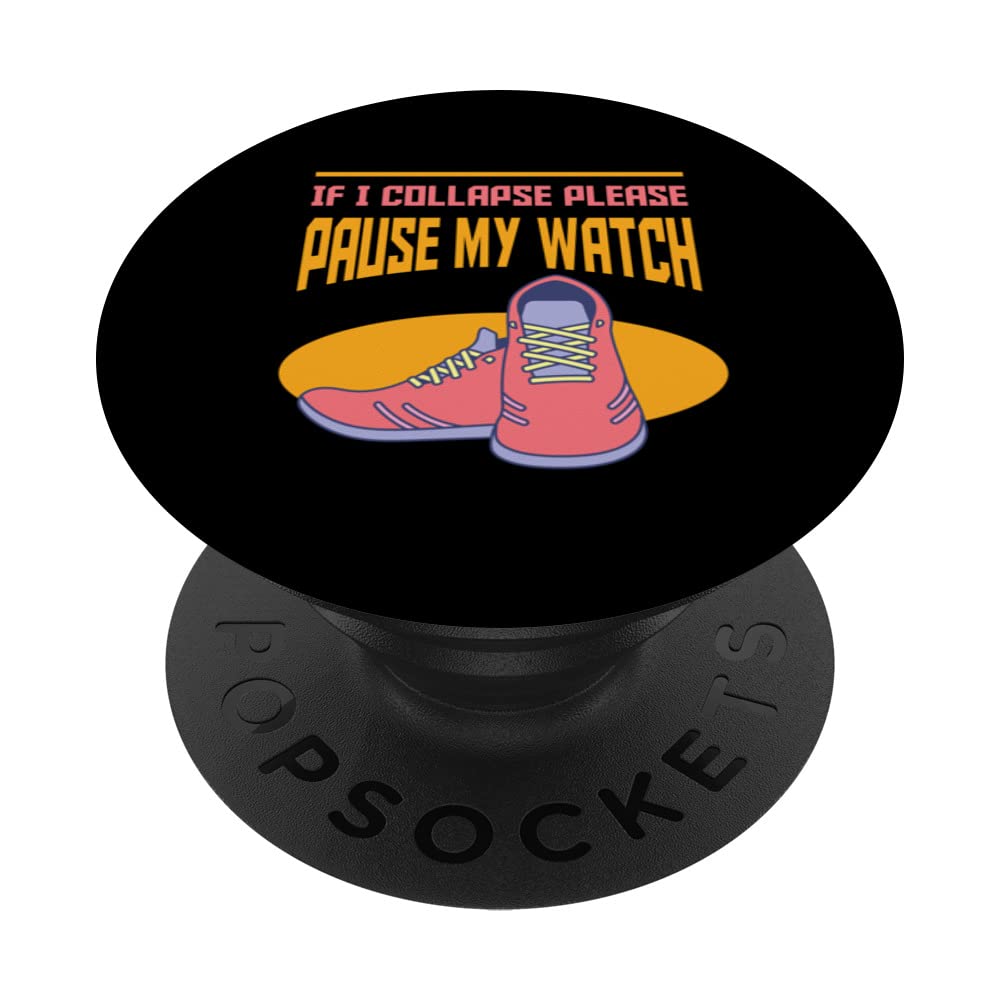Funny Vintage Marathon Running and Cross Country Runner PopSockets Swappable PopGrip, Black