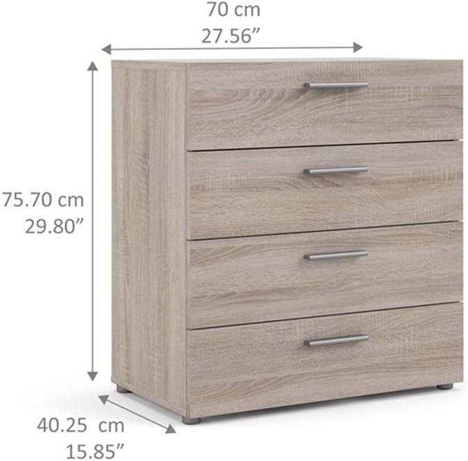 Truffle Oak 4-Drawer Chest with Sleek Contemporary Design
