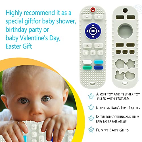 Remote Control Teether Toy For Babies 6 To 12 Months,Baby Teething Toys Tv Remote Shape With Pacifier Clip（White） #TOP5