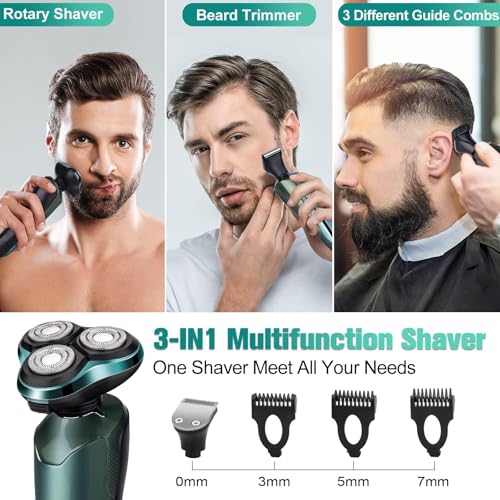 Image of Electric Razor for Men, 3-in-1 Shaver with Floating Blades for Nose Hair &Sideburns,Replacement Blades, Pop-up Trimmer, IPX7 Waterproof, Travel Lock, Wet & Dry Use, Face Shaving Grooming Travel Kit