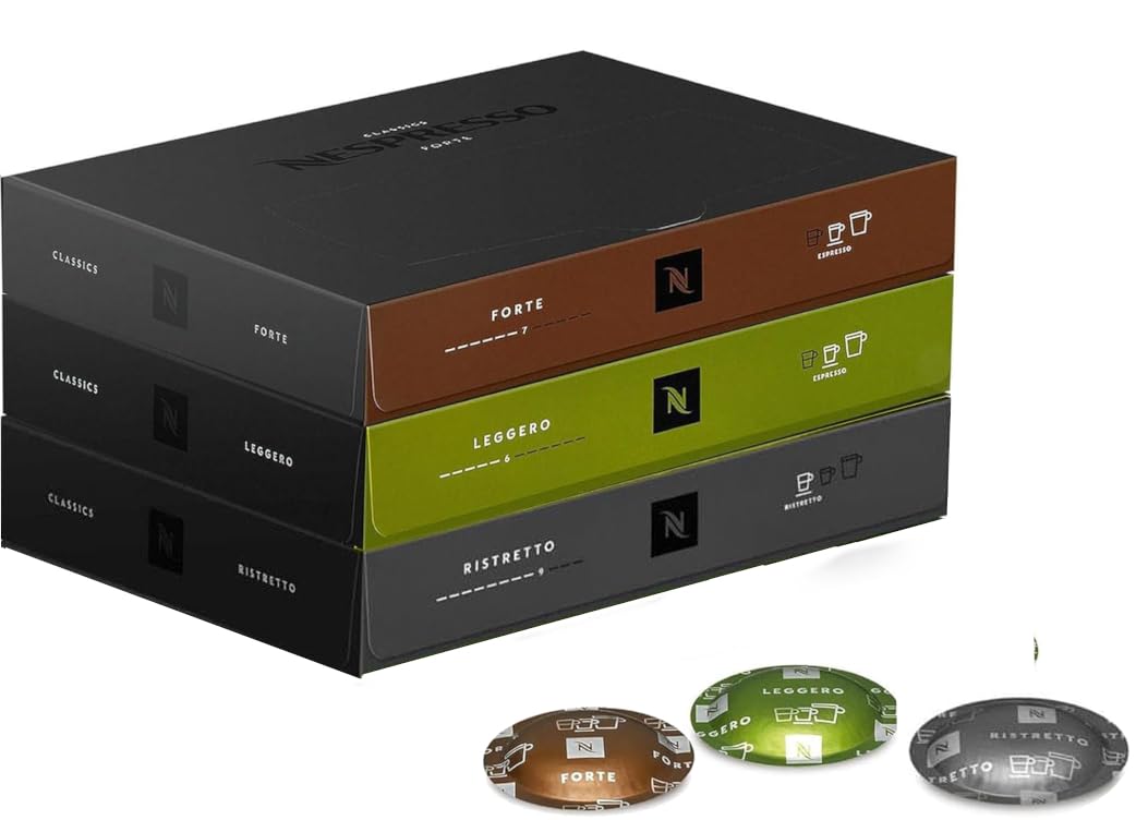 Nespresso Professional - Lote de 150 Cápsulas de Café - 50 Ristretto, 50 Leggero, 50 Forte - Cápsulas de Aluminio Reciclable - Compatible con Máquinas Zenius, Momento, Aguila