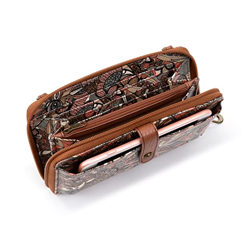 Image of Sakroots Artist Circle Smartphone Crossbody in Coated Canvas, Detachable Wristlet Strap, Sienna Spirit Desert II
