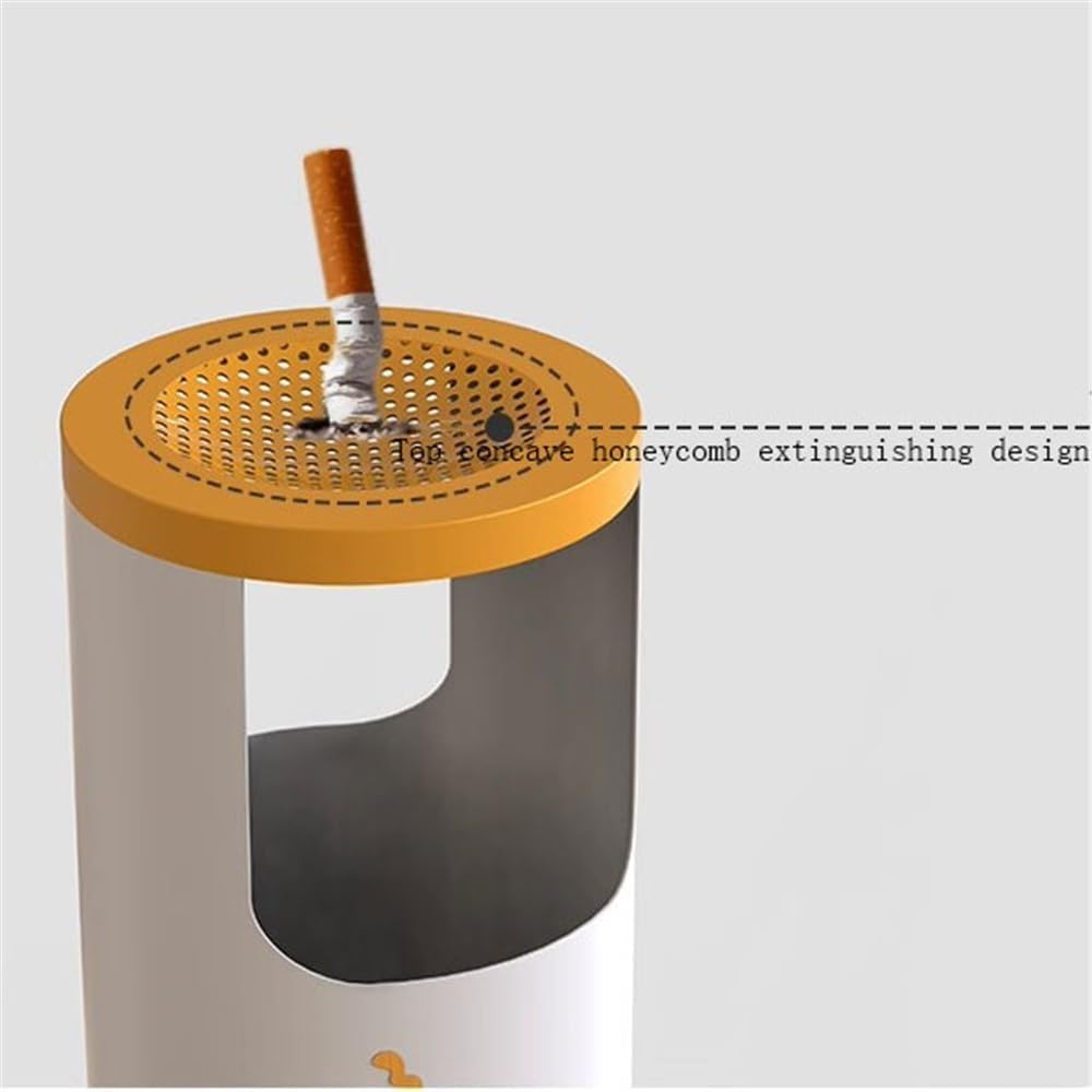 Outdoor Standing Ashtray Outdoor Commercial Districts Stainless Steel Rainproof Ash Pillar Vertical Cigarette Cylinder Ashtray Outdoor/Ash Tray(White)