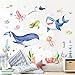 Supzone Under The Sea Wall Decals Ocean Whale Shark Turtle Seaweed Wall Stickers for Kids Toddlers Bedroom Living Room Baby Nursery Wall Decor