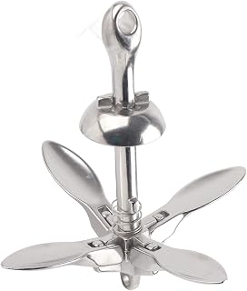 Âncora dobrável para barco 0,7 kg aço inoxidável Grapnel Docking Hardware para iate marítimo