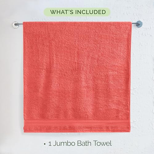 Image of Elegant Comfort Three Line Popcorn Towel Set for Bathroom 35 x 70 inches, Premium Hotel Quality 1-Pack Jumbo Towels, 100% Turkish Cotton, Soft and Durable, Quick Dry and Highly Absorbent, Coral