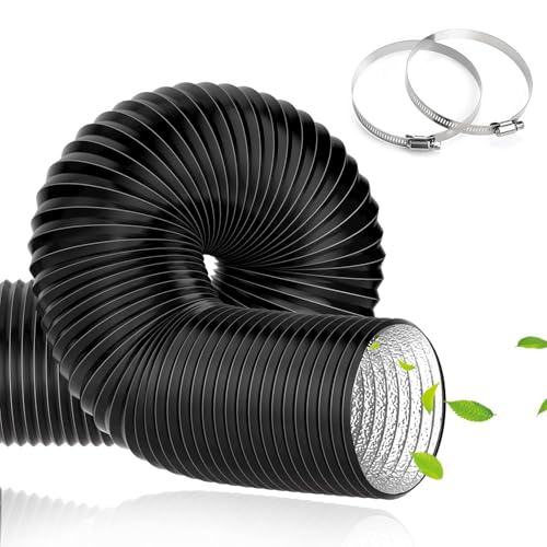 TEOV Abluftschlauch Ø 150mm Länge 1m, PVC Alurohr Flex-Schlauch Abluftschlauch mit 2 Schlauchschelle Edelstahl für Mobile Klimaanlage,...