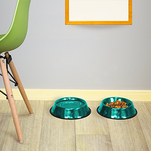 Platinum Pets Non-Tip Stainless Steel Dog Bowl, 28 Oz, Caribbean Teal, Medium #TOP3