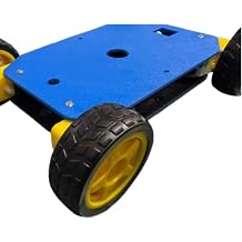 4WD Robot Araba  asesi, 3D Bask , Mavi-Sar , 19.2x12 cm, 4 Motor ve 4 Teker Dahil, HC-SR04 Ultrasonik Sens r Yuvas