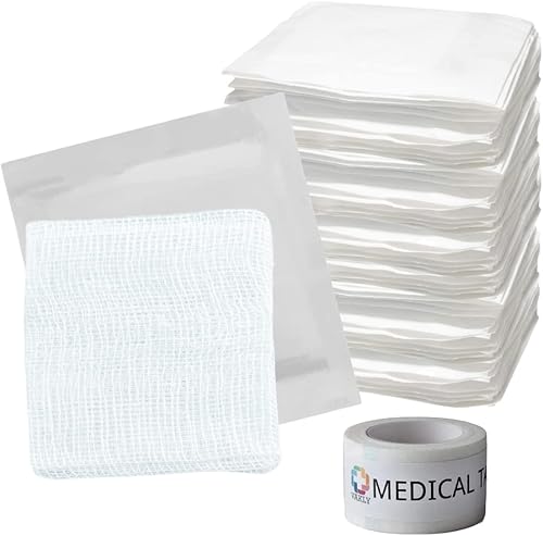 Miniatura 9 de Almohadillas de gasa estériles de 4 x 4 pulgadas, 12 capas, 100 % algodón, altamente absorbentes, 100 % algodón, 4 x 4 pulgadas, para el cuidado de