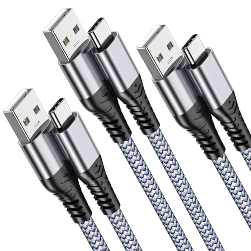 ANDTOBO Cable USB C, [3 unidades 1M+2M+2M] 3.1A USB Cable de carga de nailon trenzado Cable de carga rápida Compatible con iPhone 16 Pro Max Plus, iPhone 15, Galaxy S21 S22 S23 S23Ultra S20, Note 20