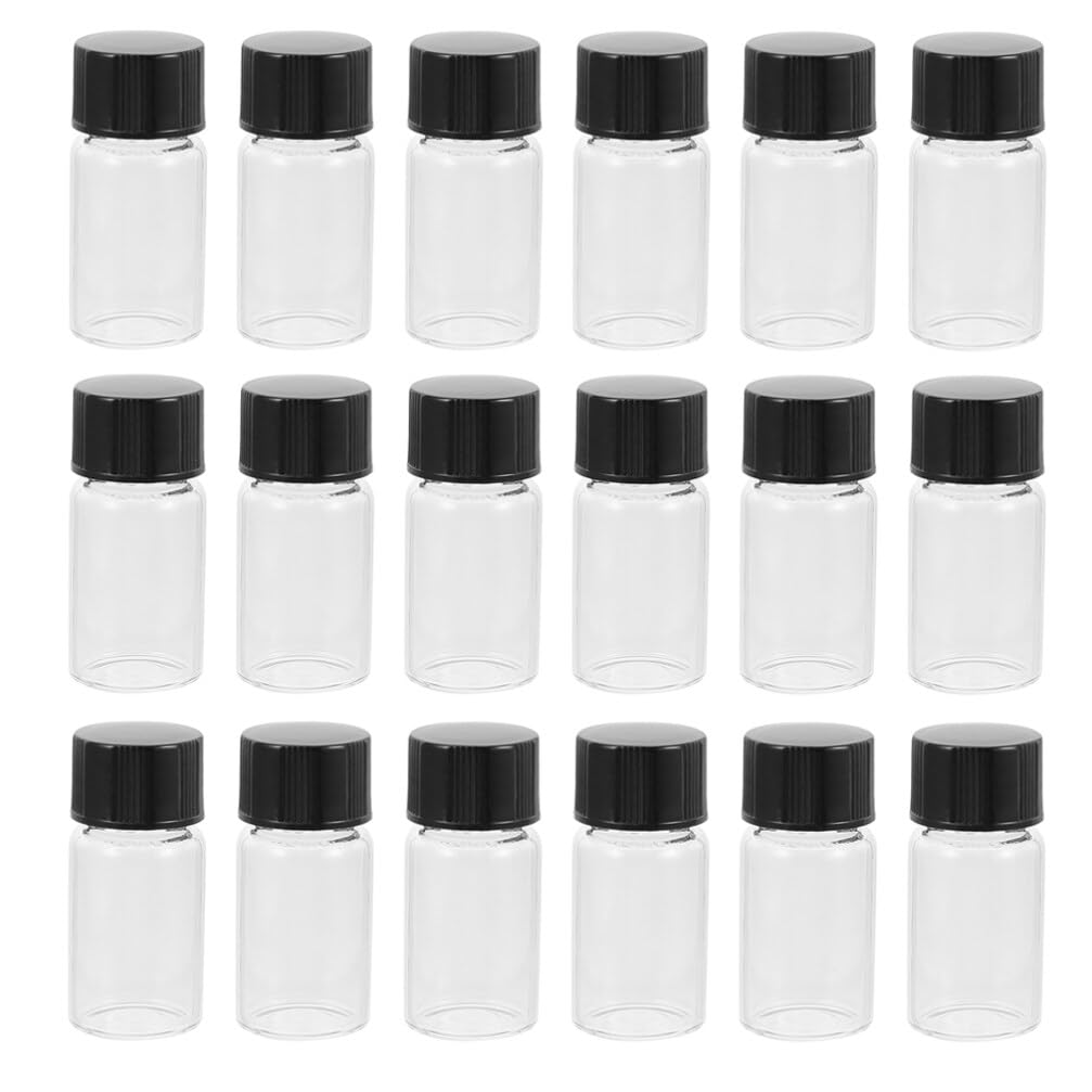generic Glass Sample Vials 20ml with Screw Cap Clear Small Storage Bottles Flat Bottom for Essential Oil (60pcs)