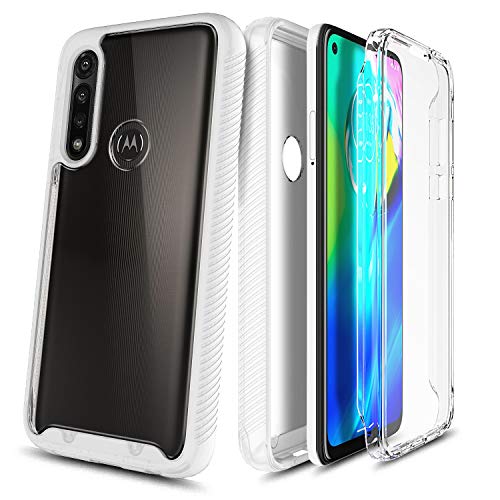 E-Began Moto G Power Case with Built-in Screen Protector, Full-Body Protective Rugged Bumper Cover, Transparent Clear Back, Shockproof Impact Resist Case for Motorola G Power (2020 Release) -Matte