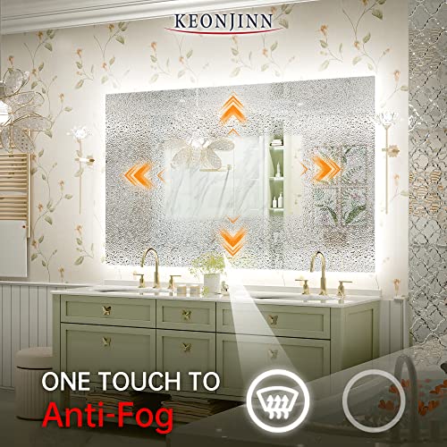 Keonjinn 60 X 36 Inch Backlit Mirror Bathroom Lighted Mirror Led Mirror Anti-Fog Wall Mounted Bathroom Vanity Mirror With Lights Large Dimmable Makeup Mirror(Horizontal/Vertical) #TOP1