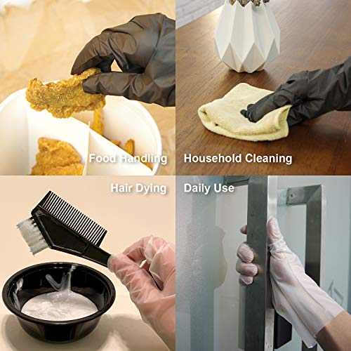OKIAAS Black Disposable Gloves M|TPE Hybrid Plastic, Loose-Fitting, Latex Free|For Food Handling, Household Cleaning, Hair Dying and More|Medium, 100 Counts/Box