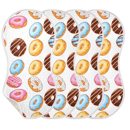 xigua Donuts Muslin Baby Burp Cloths Set of 1, Super Soft & Absorbent Burping Rags, Cotton Burp Clothes Shower Gift for Newborn, Baby Girls and Boys3