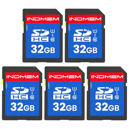 INDMEM Lot de 5 cartes SD UHS-I SDHC U1 classe 10 - 32 Go - Haute vitesse - Pour appareil photo numérique, ordinateur, caméra de chasse