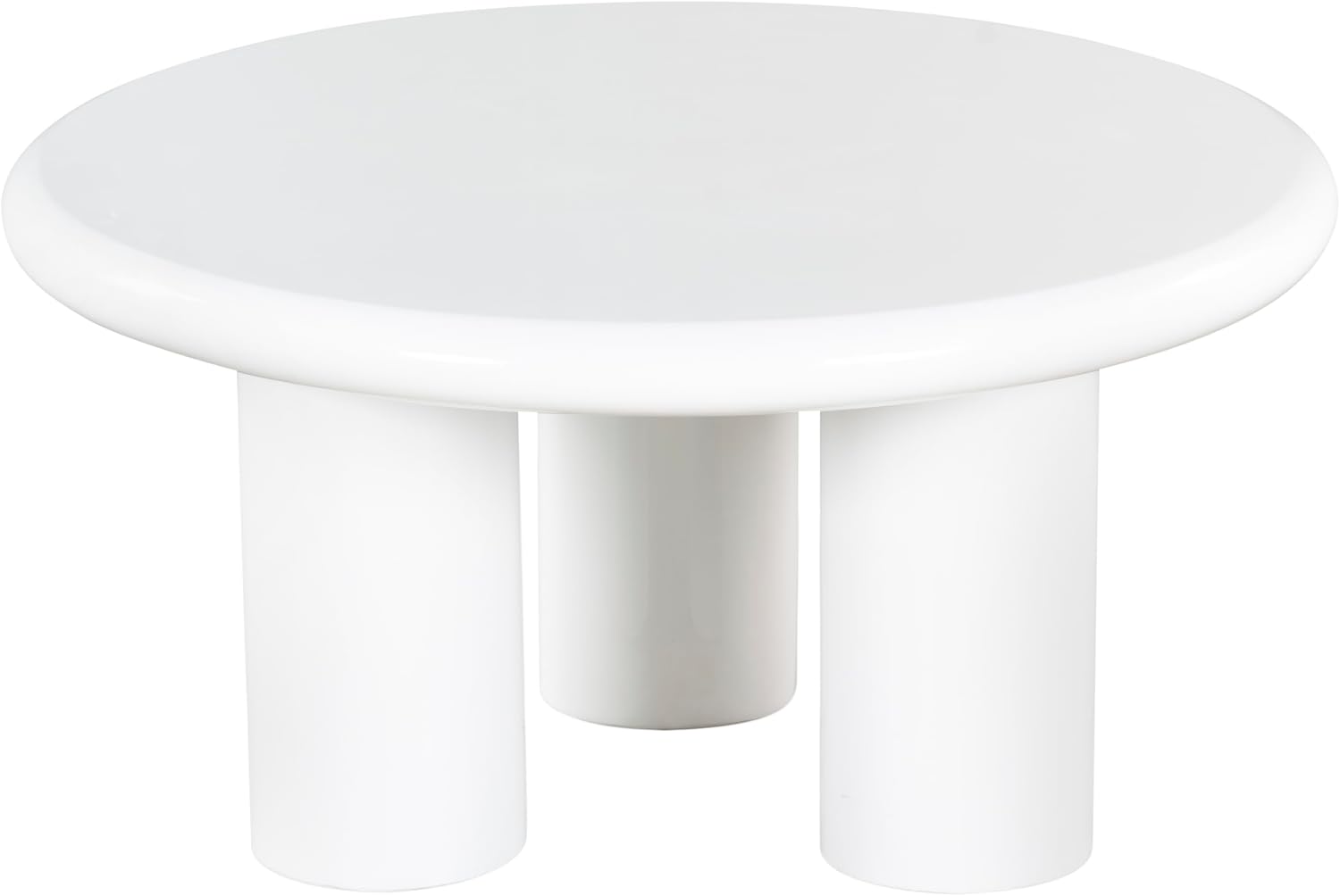 SAFAVIEH Couture Collection - Lolita White Concrete Coffee Table, Round High Gloss Accent Table, Modern Sculptural Design (SFV2623B)