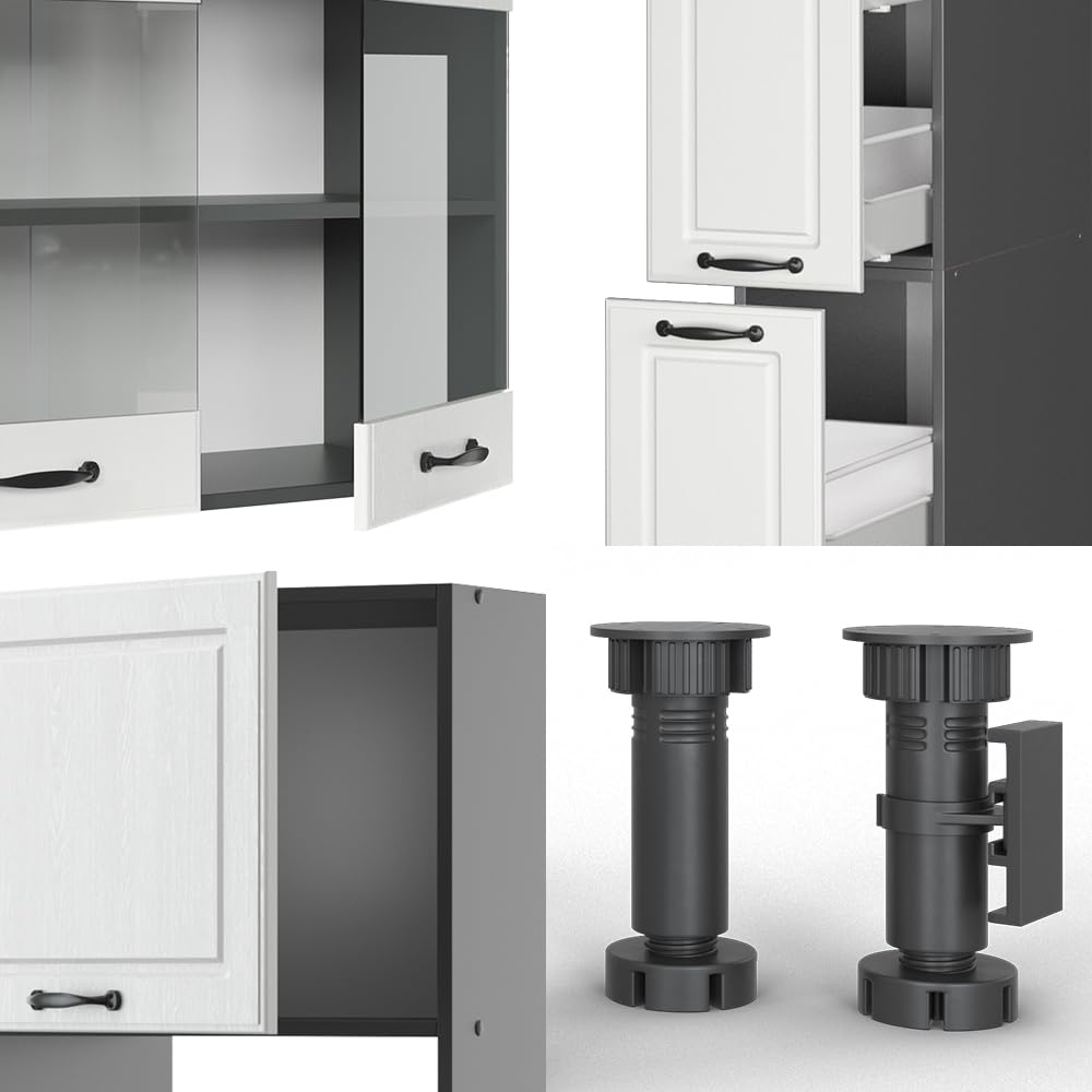 Vicco Cucina componibile R-Line, Bianco country/antracite, 350 cm