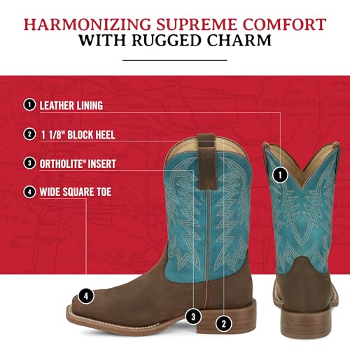 Justin Big Bucks 11” Western Boots for Men - Frontier Collection - Square Toe Leather Men’s Cowboy Boots with Comfort Footbed, Non Slip Rubber Outsole3