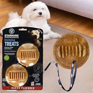 Everlasting Dog Treat Bacon, 12oz – Dental Chew for Large Dogs, No Wheat, Fits Dispensers, Bacon Treat, Bundle with Ss Pet Training Whistle, Dog Treat Bacon (Pack of 6)