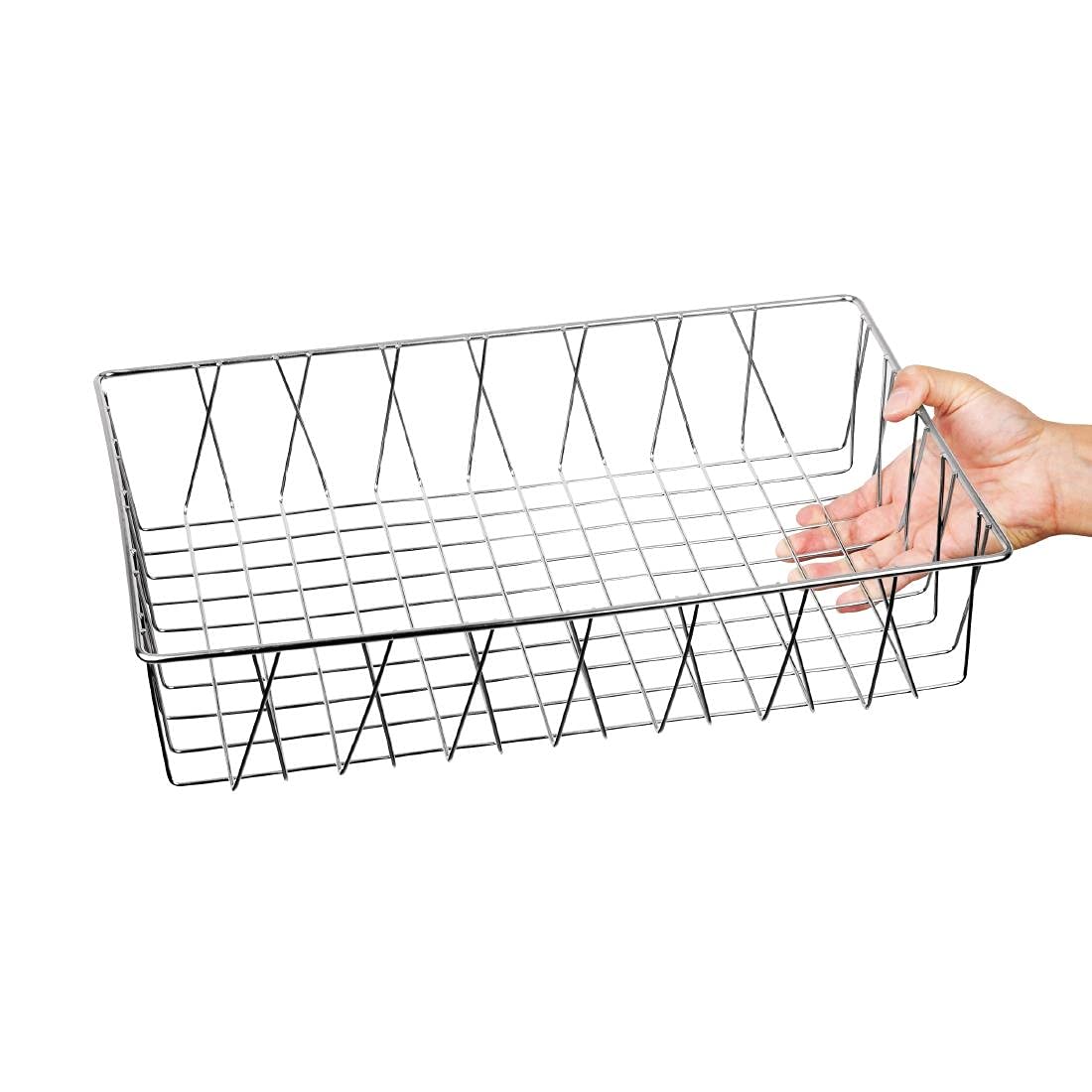 Olympia Kosz ekspozycyjny z drutu St/St 450 x 300 x 100 mm uchwyt ze stali nierdzewnej piekarnie