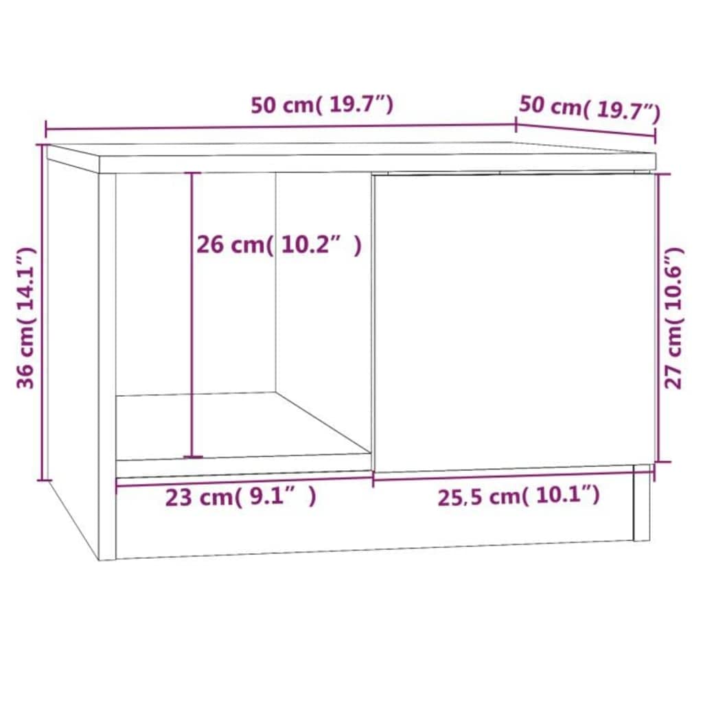 vidaXL Mesa de Centro Mesita Auxiliar Consola Lateral Salón Sofá Sala de Estar Café Muebles Mobiliario Madera Contrachapada Gris Hormigón 50x50x36 cm