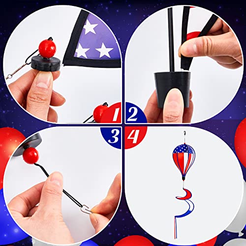 5 Pcs Patriotic Hot Air Balloon Wind Spinner Garden Windmills And Spinners Decorations America Flag Hanging Wind Spinner Plastic Outdoor Garden Lawn Yard Windsock Ornaments(Flag Style) #TOP3
