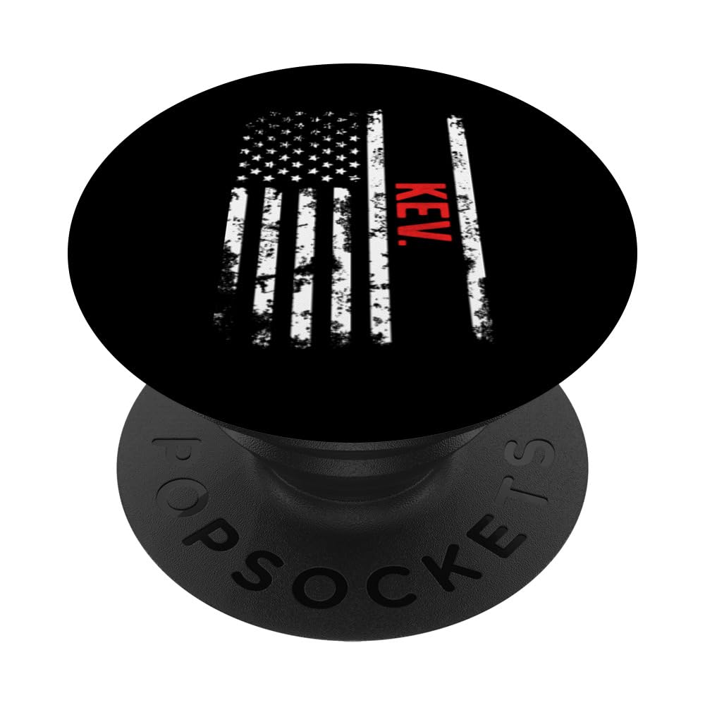 USA Flag Kev Gift PopSockets Swappable PopGrip, Black