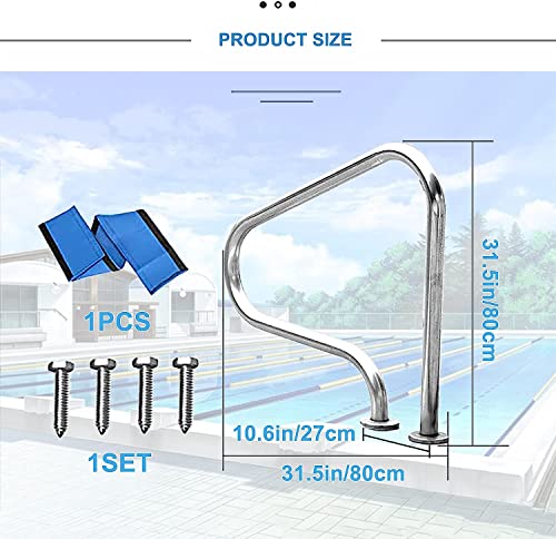 Main courante de piscine en acier durable de 31,5 pouces au design épuré et stable