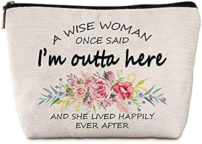 Java Wood Retirement Gifts for Women Funny Travel Zipper Makeup Bag “A Wise Woman Once Said”，Funny Retirement Gift for Female Teacher Nurse Female Boss Female Colleague
