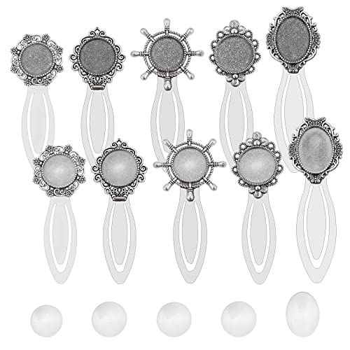 Cabochons en verre et plateaux de signets de style tibétain argent antique