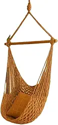 Cadeira Balanço Suspensa Algodão Reforçado Suporta 120Kg Para Casas De Praia E Chalés Balanço Suspenso Ocupa Pouco Espaço E Combinam Com Ambiente(Tons De Terra (TC))