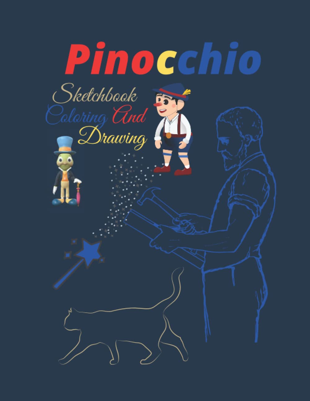 sketchbook : pinocchio sketchbook coloringbook notebook: size : 8.5 x 11 inch 56 pageS glossy cover