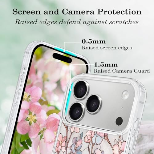 Coque iPhone 17 Pro Max esthétique florale en polycarbonate haute densité