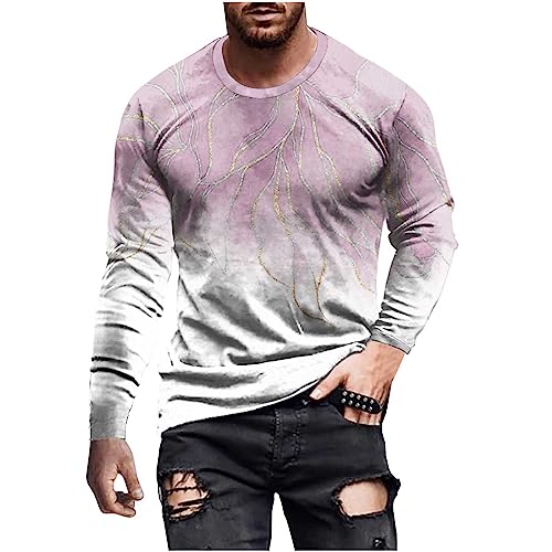 Muscularfit Sweatshirts for Men Summer Spring Long Sleeve Crewneck Sweatshirt Casual Gradient Color Loose Pullover Shirt 2024