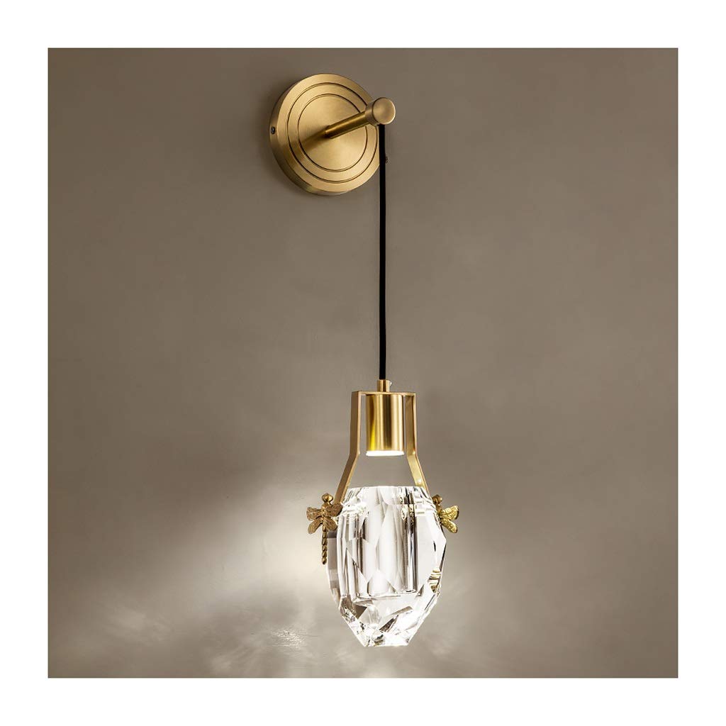 ASerZenith Wall Lamps Compatible With Living Room Wall Lamp Fixed Copper Crystal Interior Decoration Wall Lamp - Modern Minimalist Bedroom Bedside Lamp Wall Sconces,Chandelier Lamps