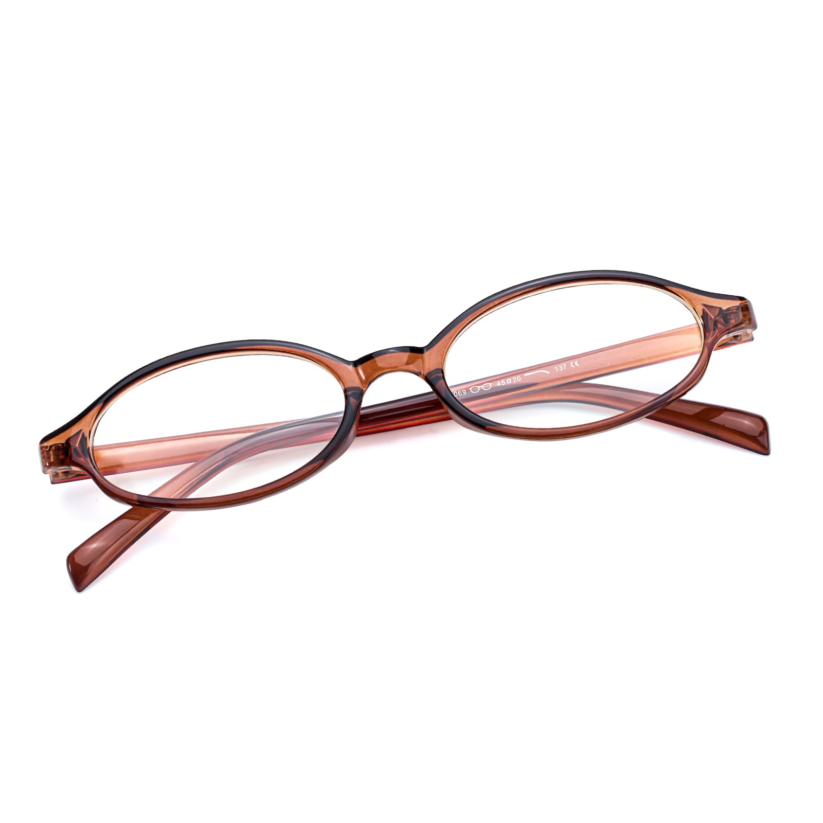 SODQW Fashion Fake Glasses Oval Y2K Eyewear Frame Anti Blue Light Trendy Glasses for Women Clear Cosplay