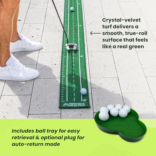 Image of Perfect Practice Putting Mat & Chipping Net, Indoor & Outdoor Putting Green, Chipping Mat for Home & Office, Premium Golf Training Aids for Putting Practice with Realistic Turf, Golf Gifts for Men