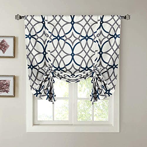 H.VERSAILTEX Tie Up Curtains 63 Inch Length Blackout Curtain Thermal Insulated Adjustable Kitchen Tie Up Curtains for Windows Shade Rod Pocket Curtain - 42