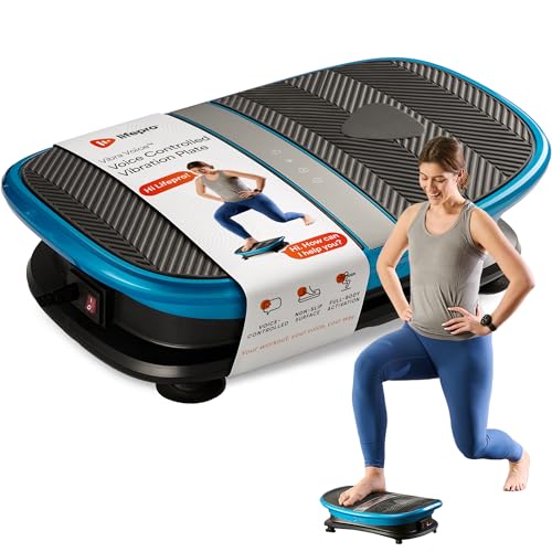 Image of Lifepro Vibra Voice Vibration Plate Exercise Machine - Voice Control & Optional Heat Function Curved Vibrating Platform Machine with 30 Speed Levels - Whole Body Vibration Plate for Lymphatic Drainage