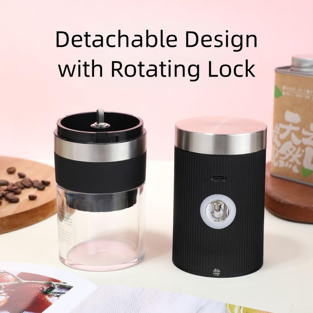 Macinacaffè elettrico in acciaio inox, ricaricabile tramite USB, colore